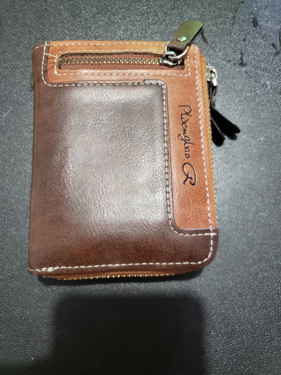 Brown Leather Zip Around Wallet