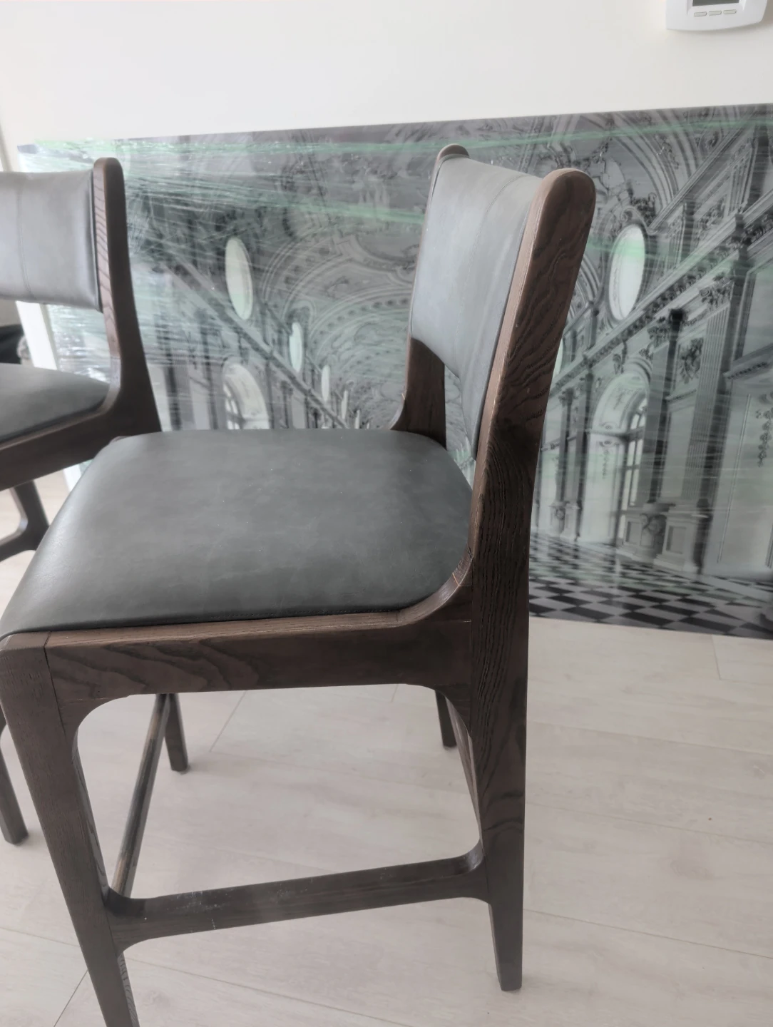 Set of 2 Grey Faux Leather Counter Stools - photo 5