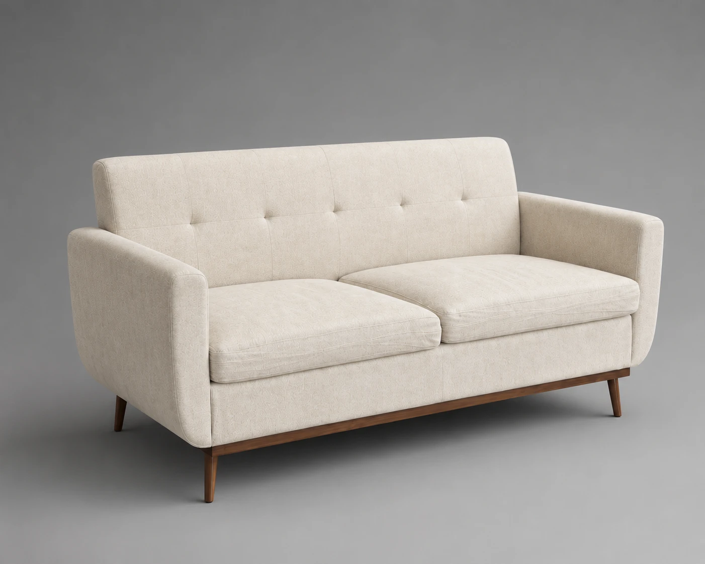 Two Mid-Century Modern Beige Loveseats