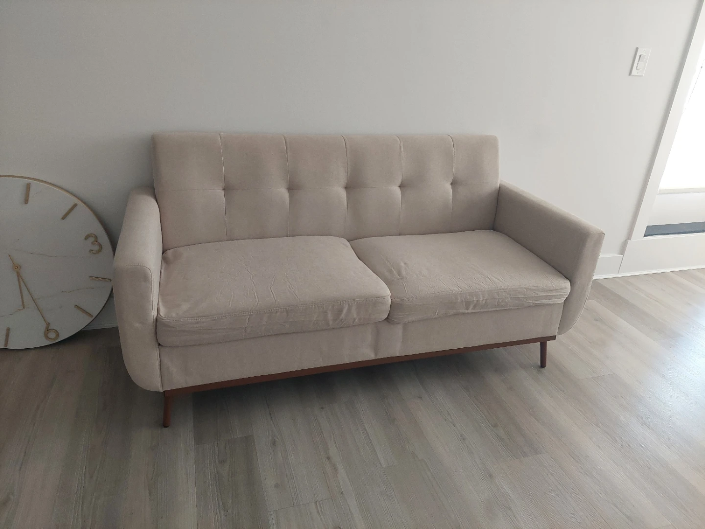 Two Mid-Century Modern Beige Loveseats - photo 2