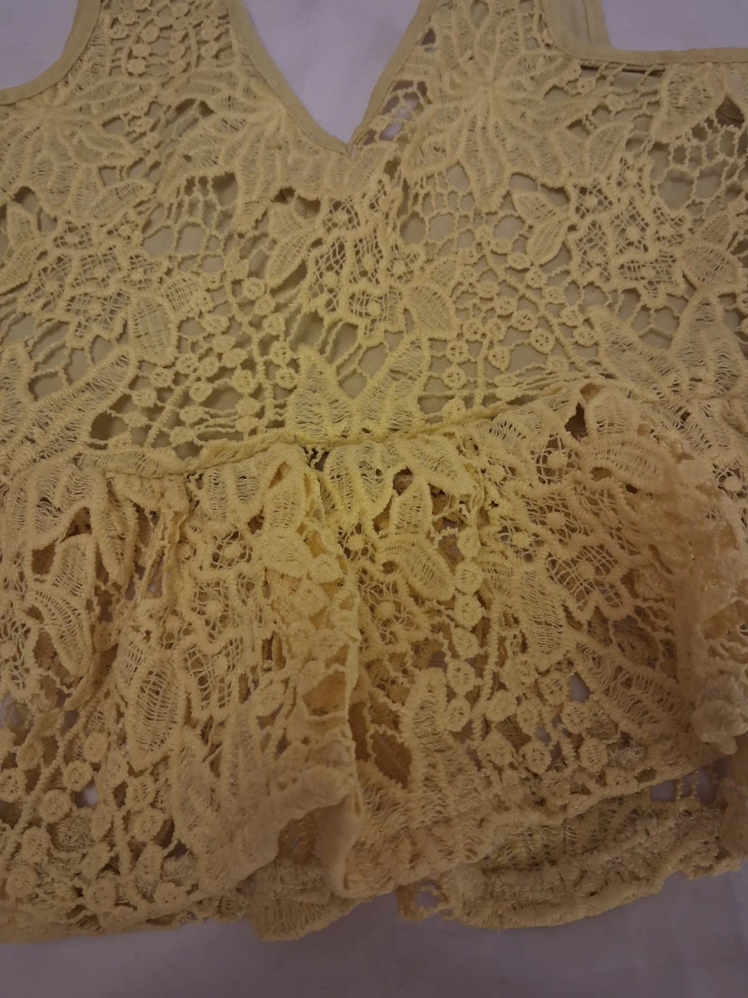 Zara Yellow Lace Peplum Tank Top - photo 3