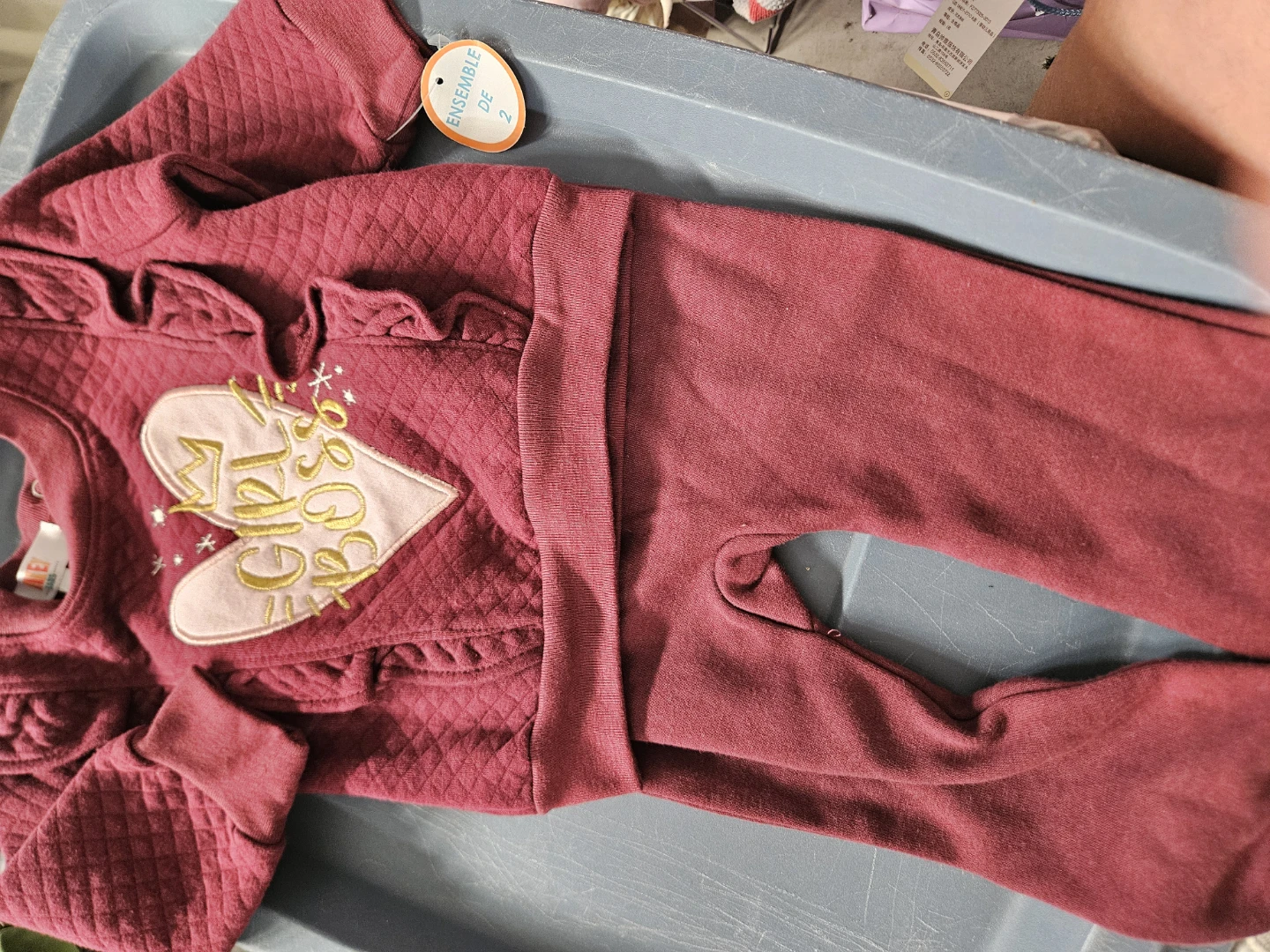 Maroon Quilted track suit with Heart Graphic