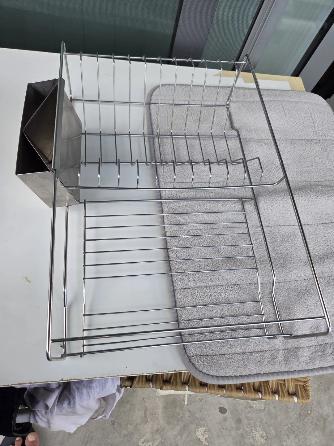 2-Tier Stainless Steel Dish Rack with Cutlery Holder