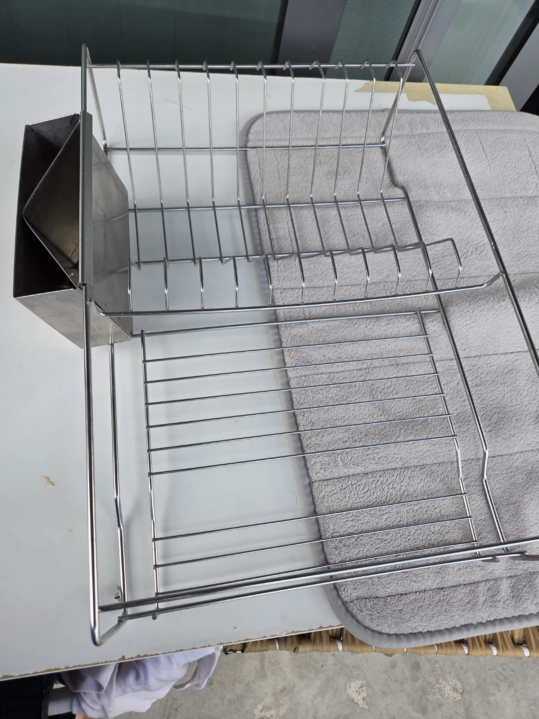 2-Tier Stainless Steel Dish Rack with Cutlery Holder - photo 2