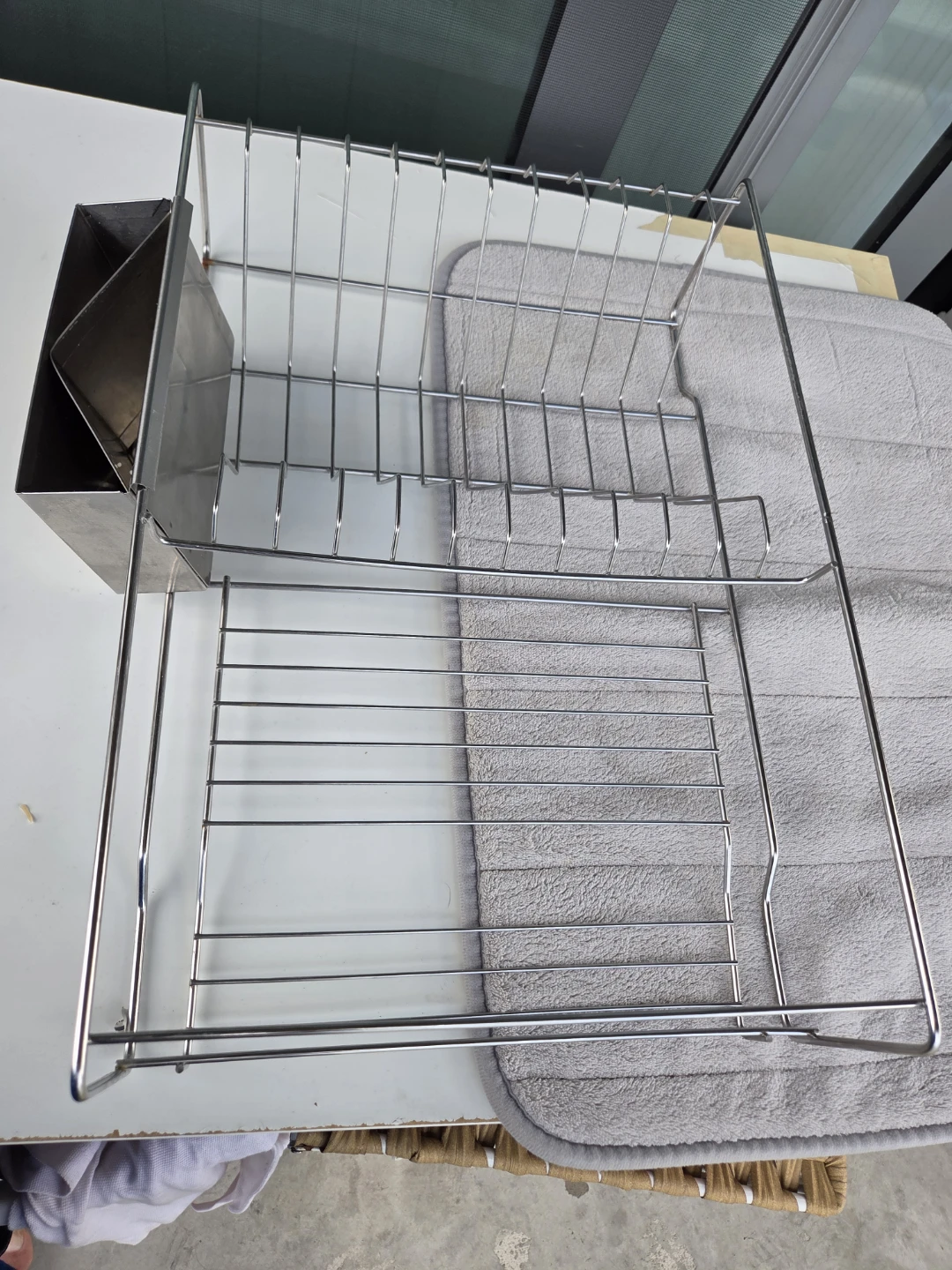 2-Tier Stainless Steel Dish Rack with Cutlery Holder - photo 4