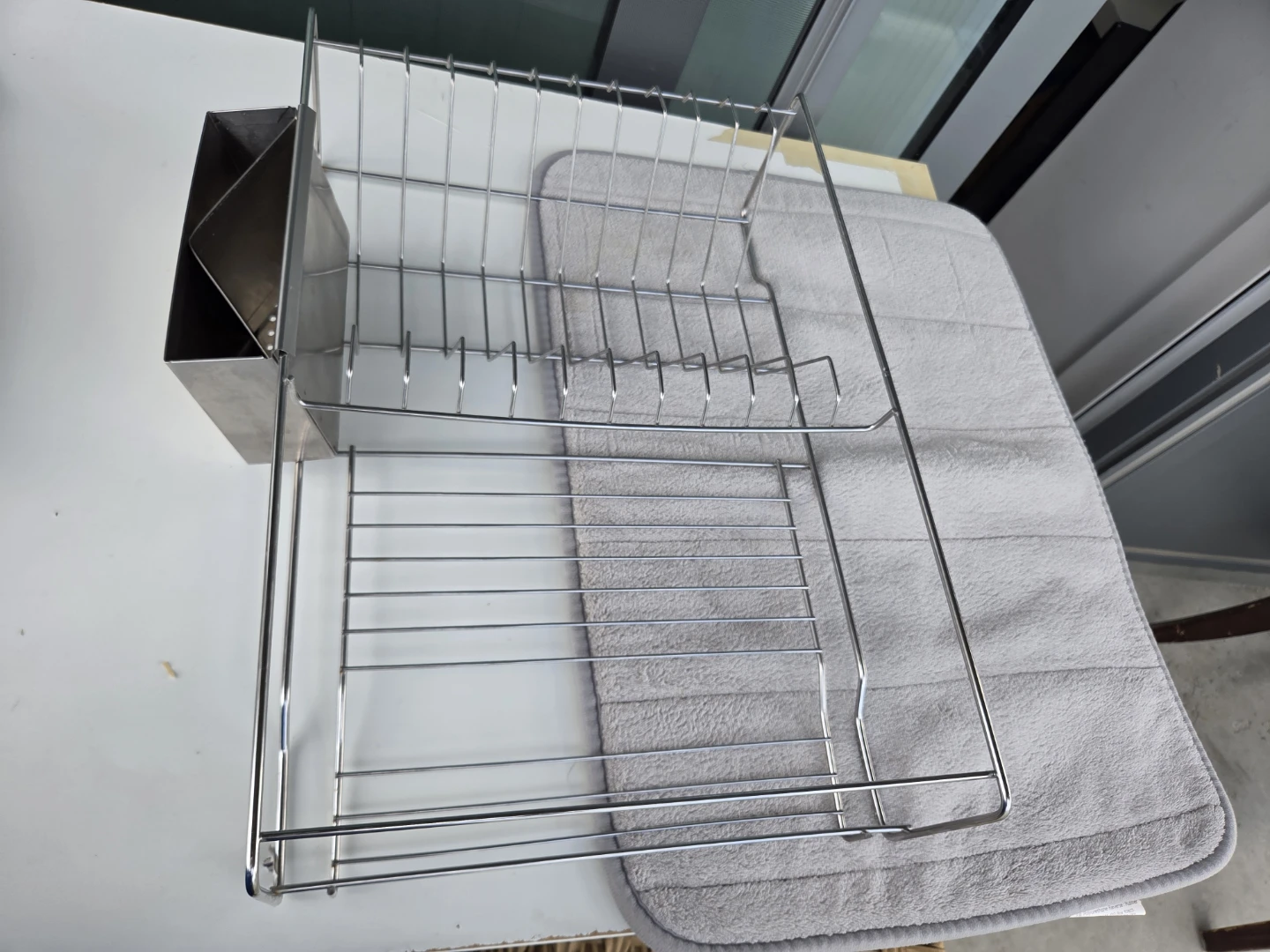 2-Tier Stainless Steel Dish Rack with Cutlery Holder - photo 5