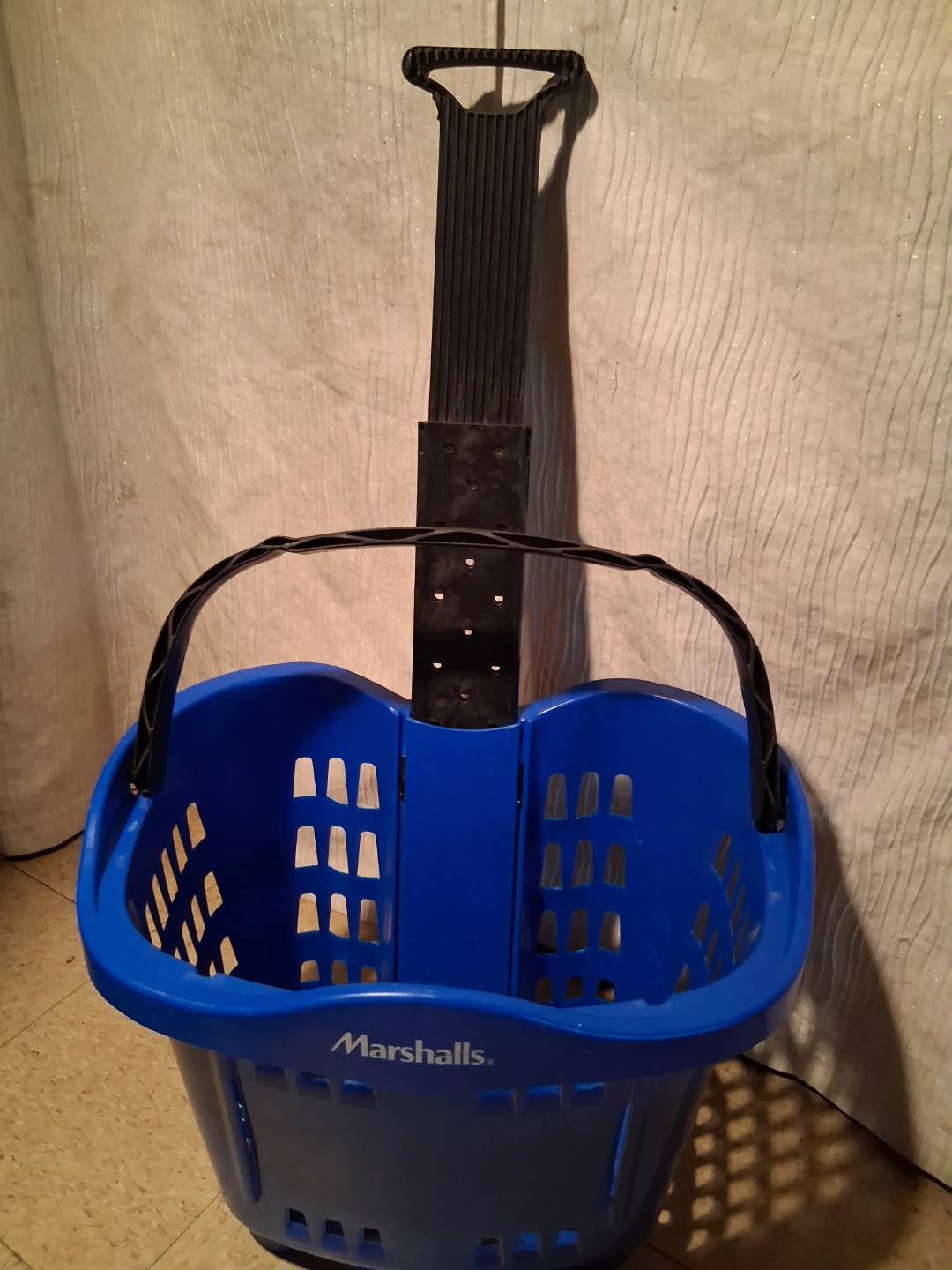 Blue Rolling Shopping Basket with Handle