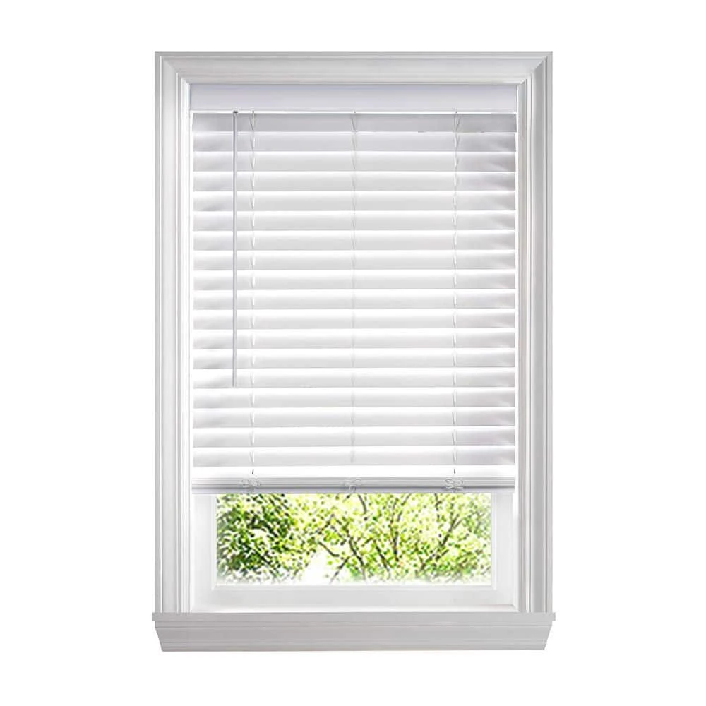 True White Faux Wood Blinds - Brand New