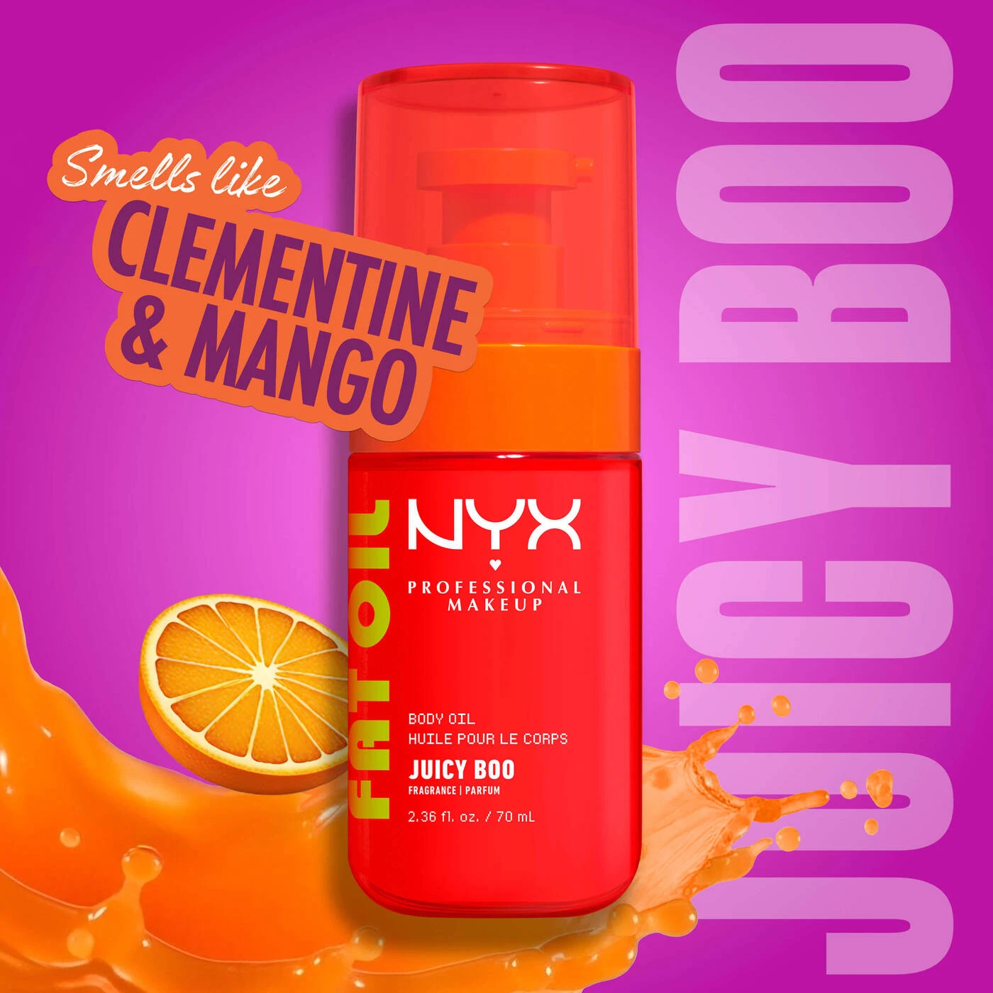 BNIB- NYX Juicy Boo Body Oil Clementine & Mango 70mL - photo 2