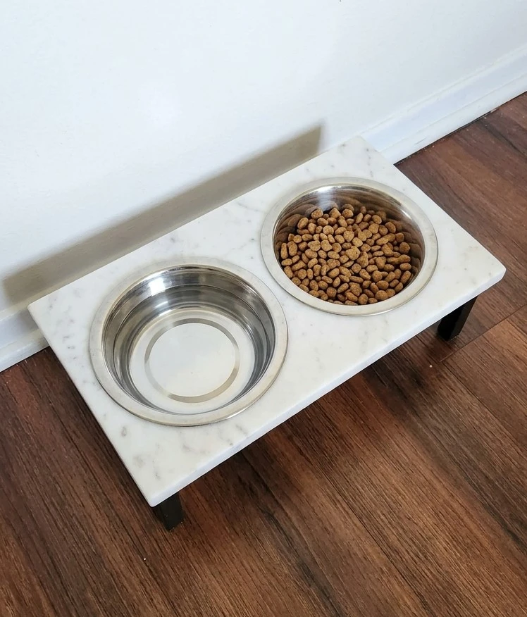 Marble Stainless Steel Elevated Double 2-Cup Bowls - photo 2