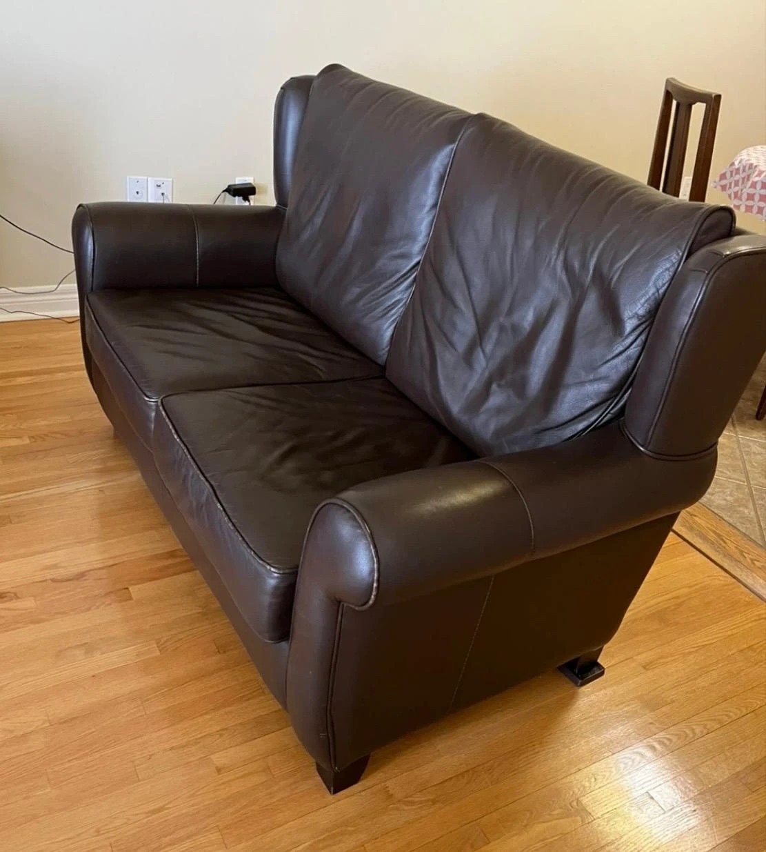 2 Dark Brown Leather Loveseats
