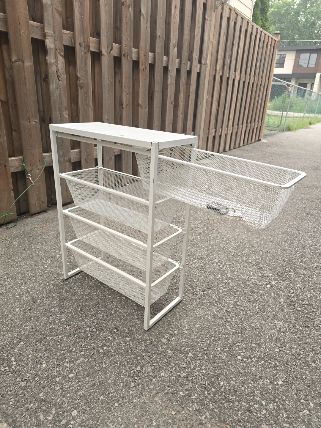 White Metal Mesh Storage Cart with 4 Baskets