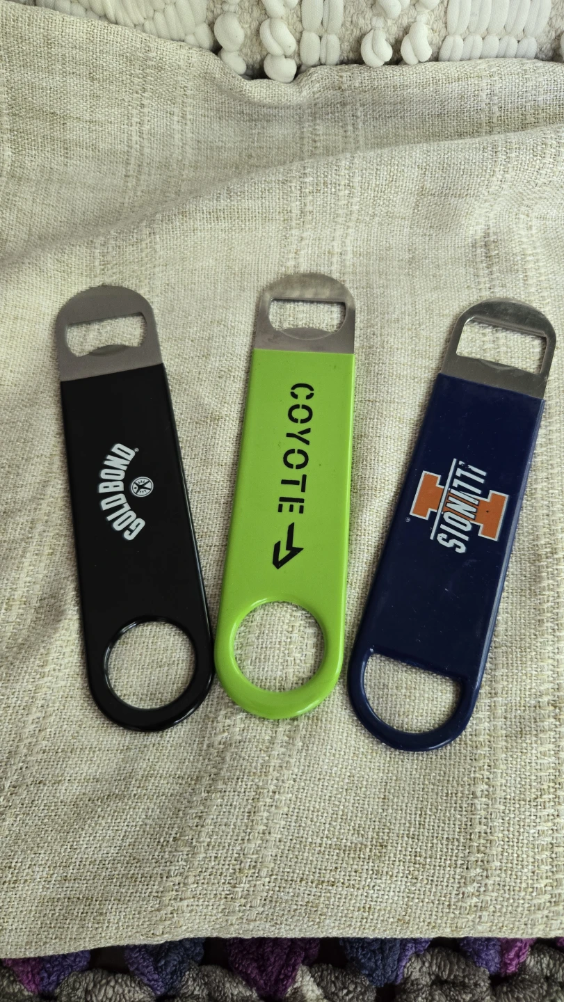 Lot of 3 Bottle Openers - Goldbond, Coyotes, Illinois