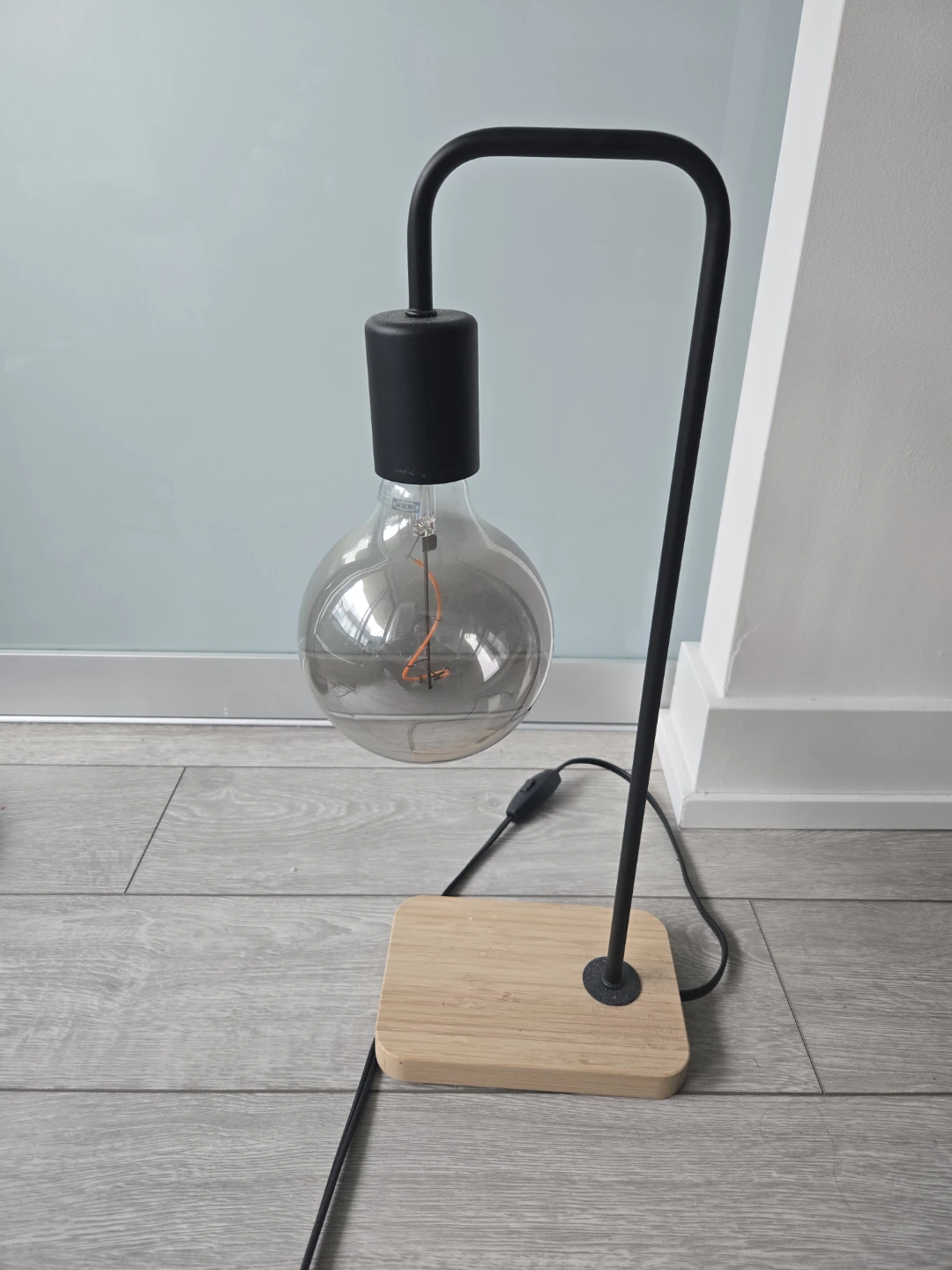Black Floor Lamp with Globe Bulb - photo 3