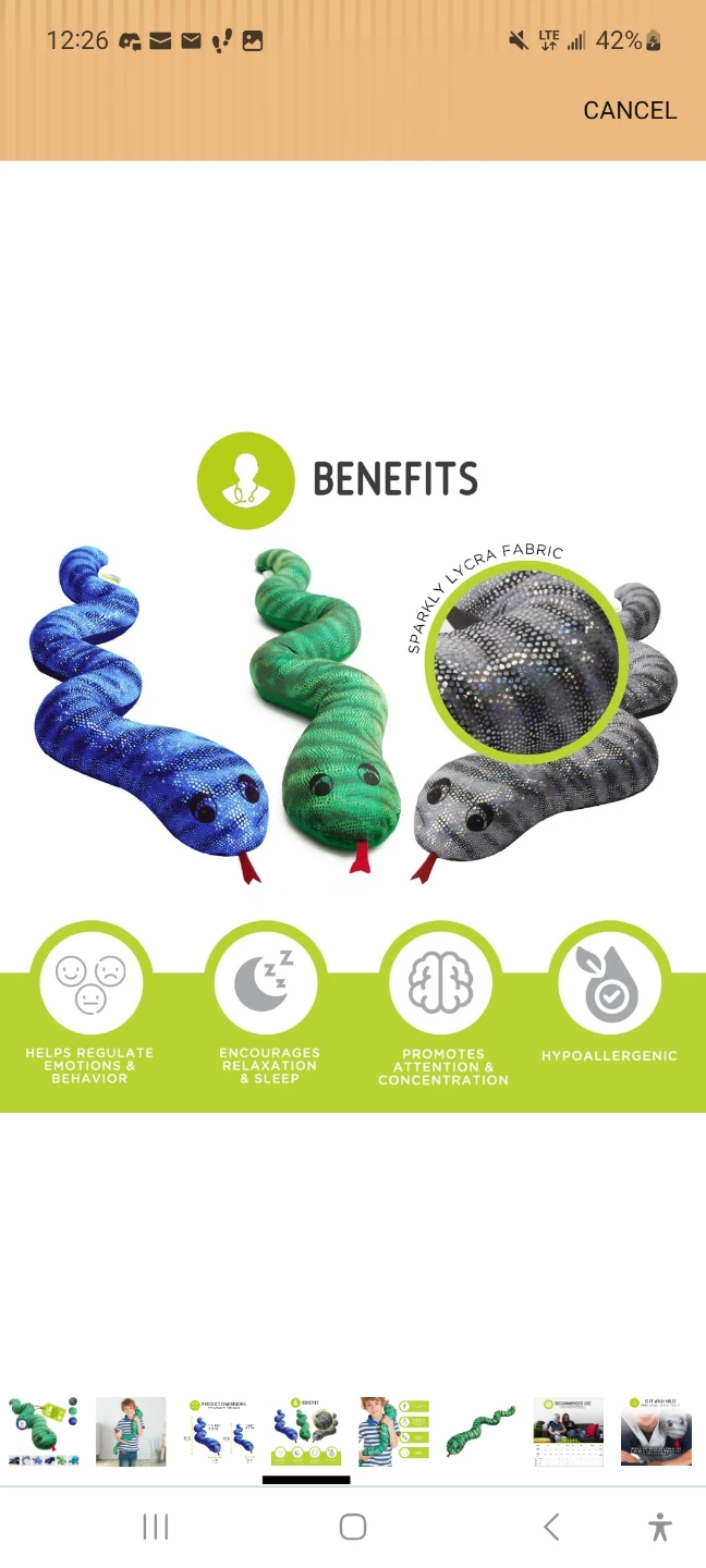 Weighted Snake Stuffed Animal - Blue 1 Kg - photo 2