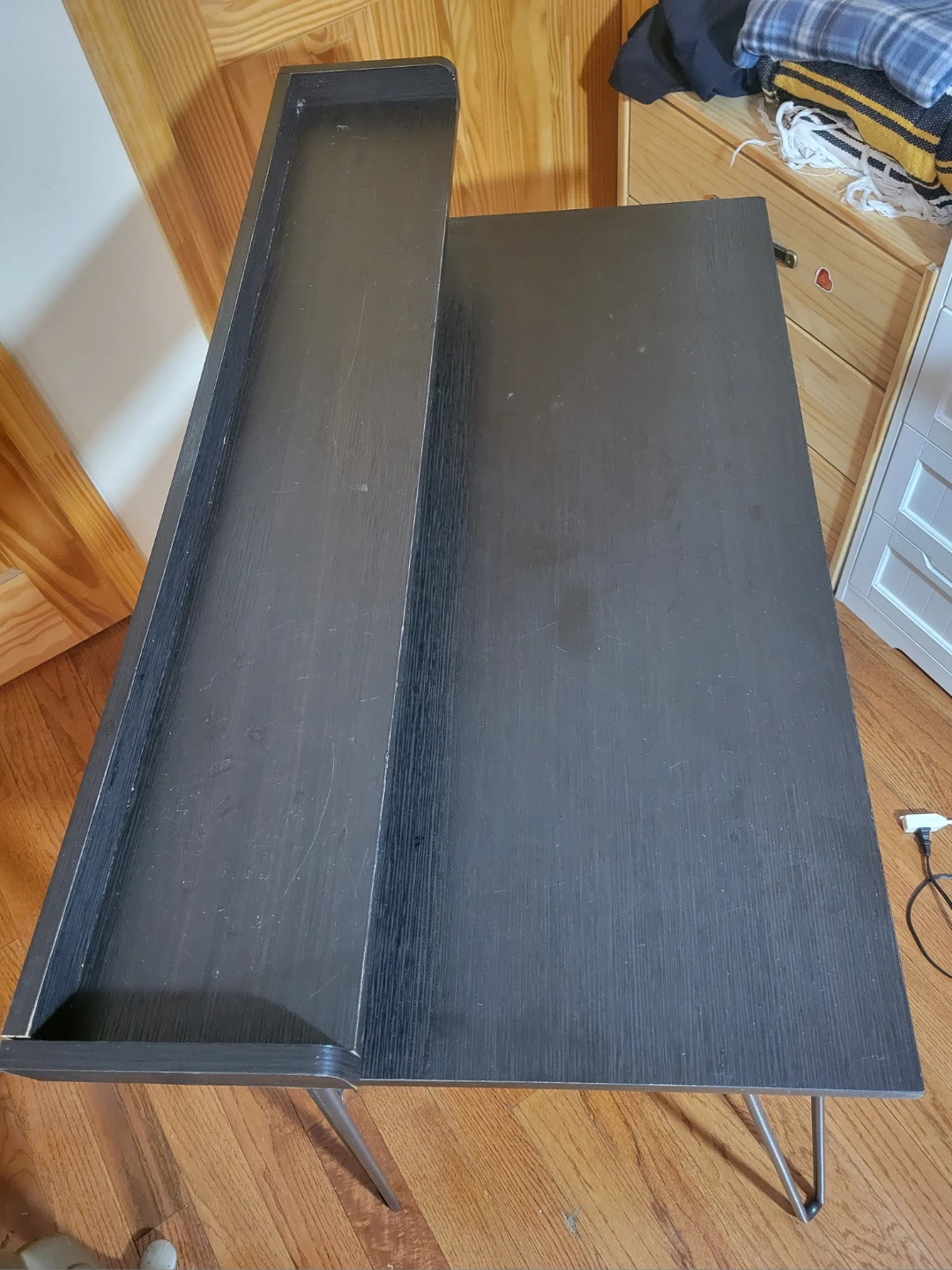 Black Modern Desk with Riser Shelf - photo 3