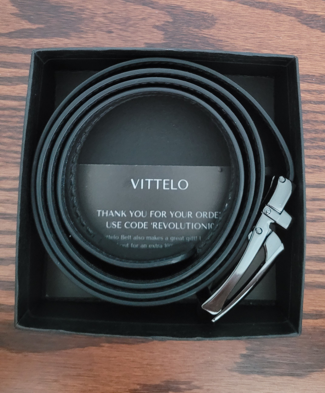 Vittelo Black Leather Ratchet Belt with Automatic Buckle - photo 2