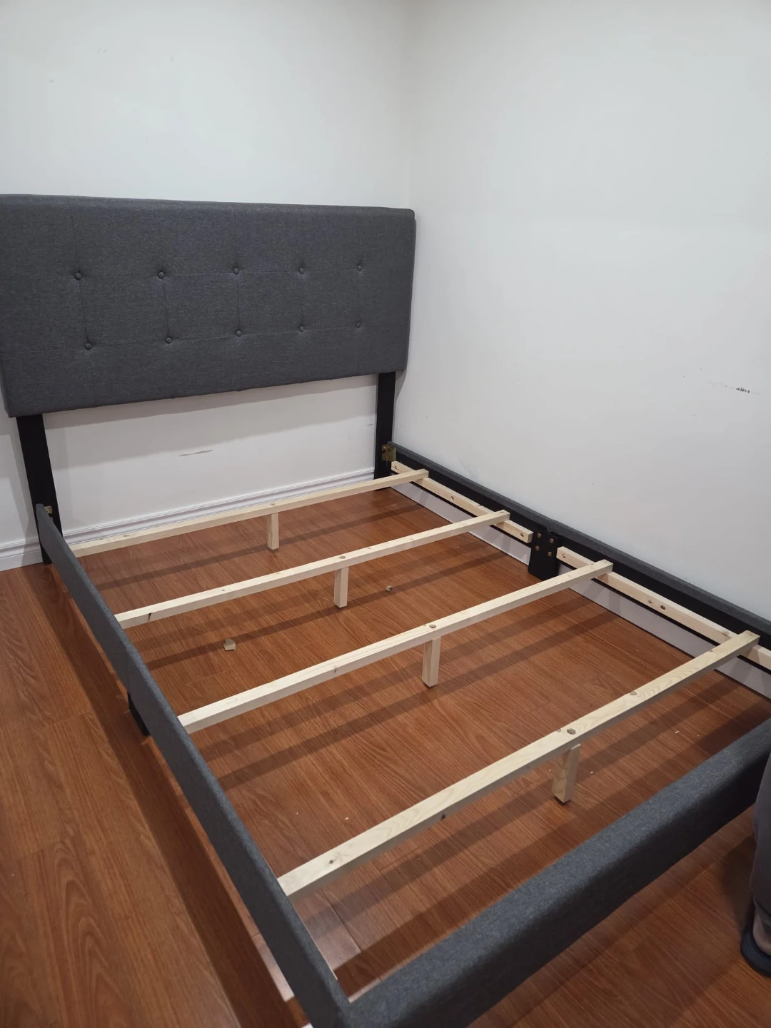 Brand New Grey Upholstered Bed Frame – Queen Size