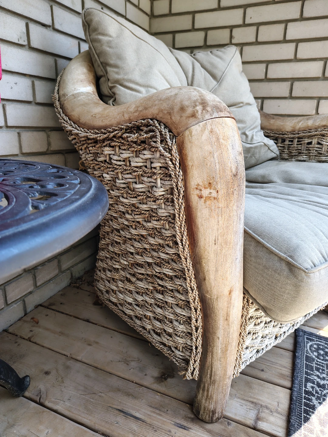 Teak and Seagrass Accent Chair with Curved Arms - ARD - photo 2