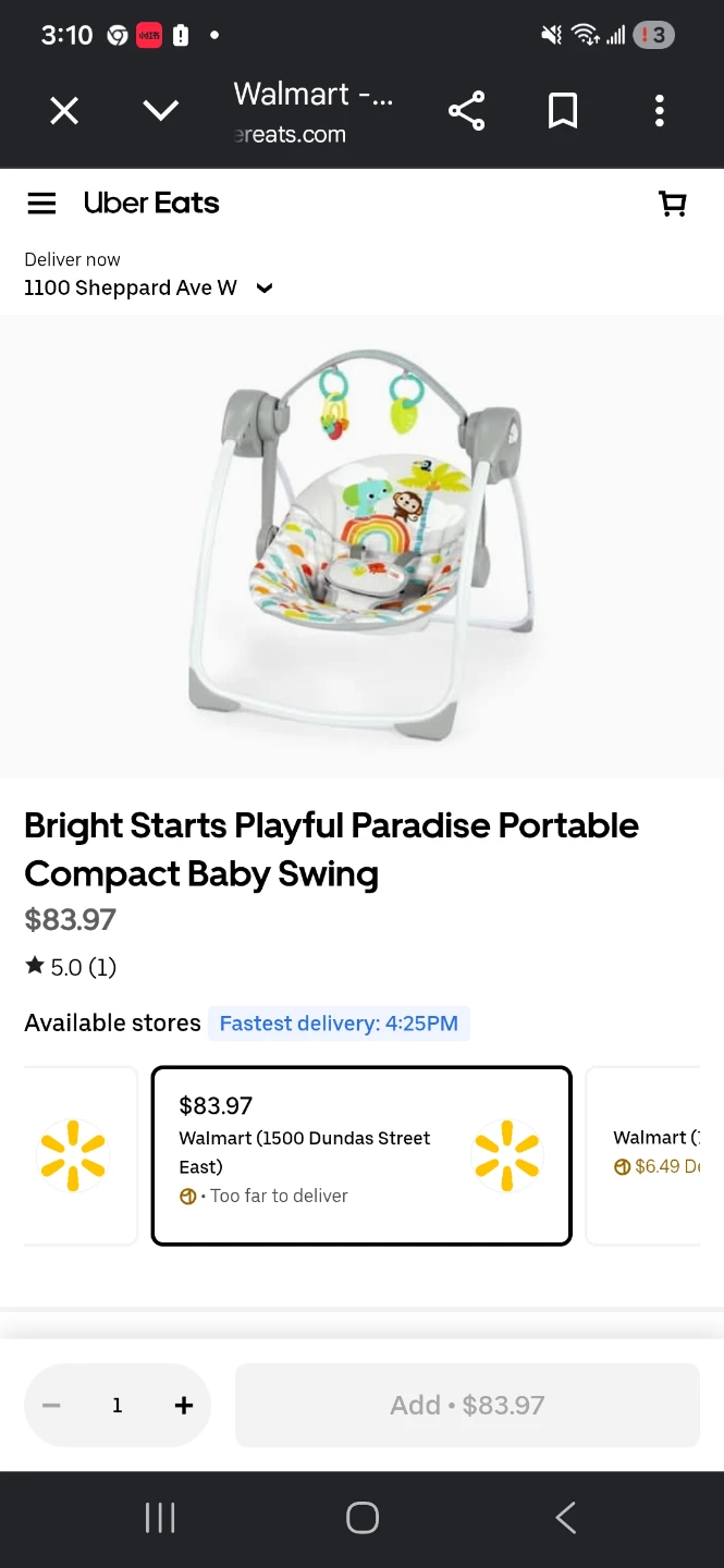 Bright Starts Playful Paradise Portable Compact Baby Swing
