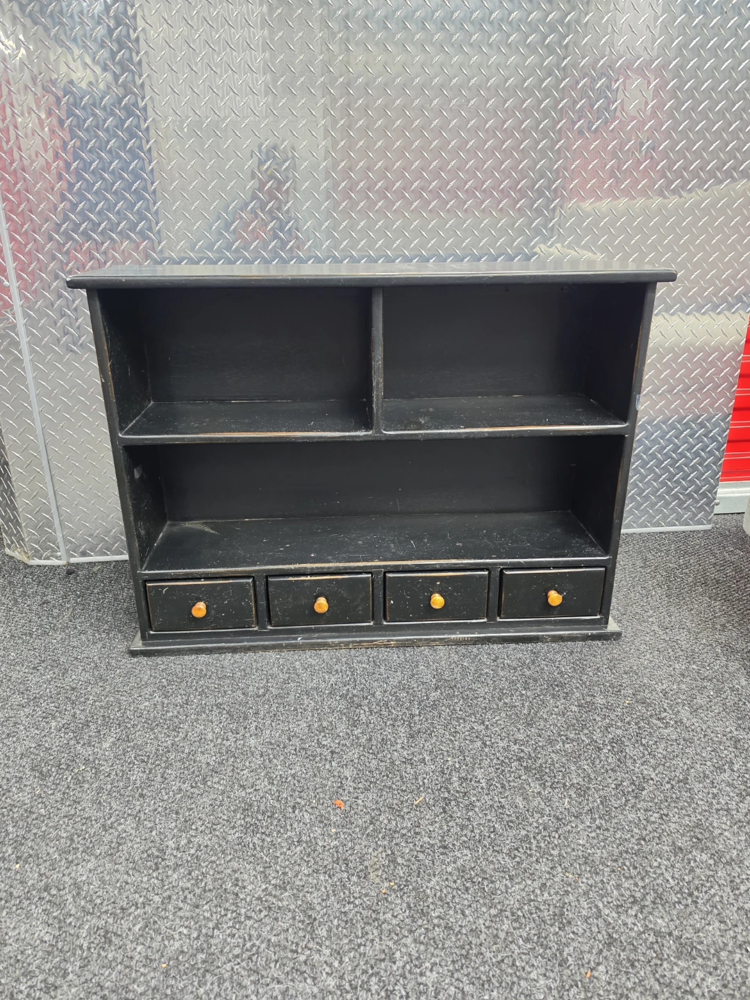 Black Wooden Shelf Unit with 4 Drawers - photo 5
