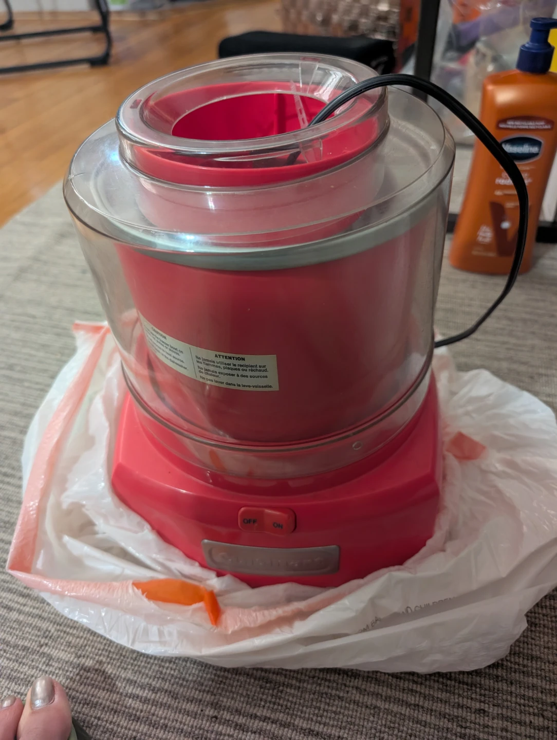 Red Cuisinart 1 1/2 QT ice cream maker