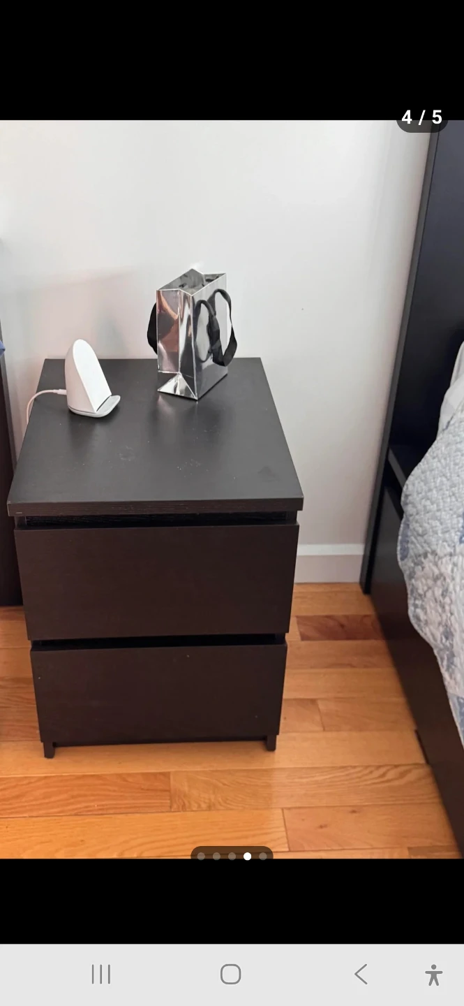 Dark Brown 2-Drawer Nightstand