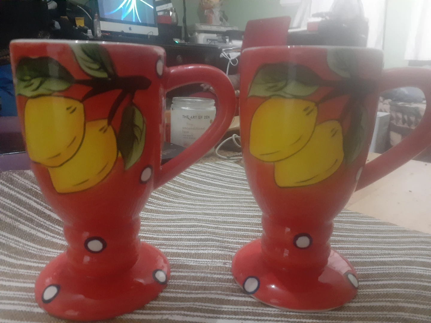 Set of 2 Red Lemon Mugs