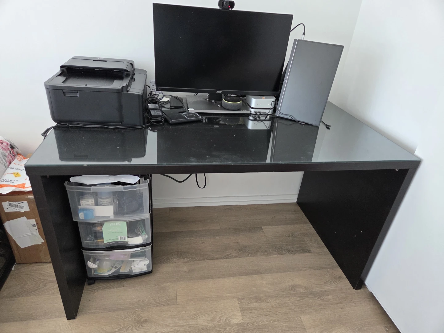 Ikea malm desk with glass top
