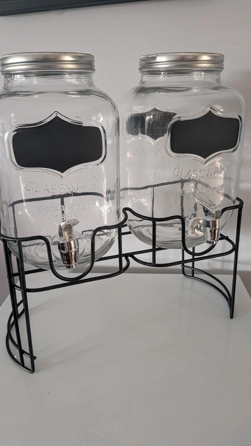 Yorkshire Glassware Dual Beverage Dispenser with Metal Rack