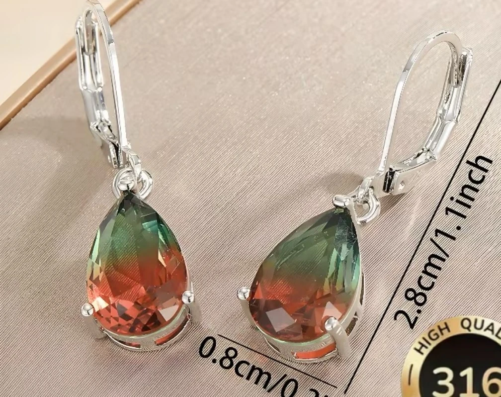 Teardrop Gemstone Leverback Earrings