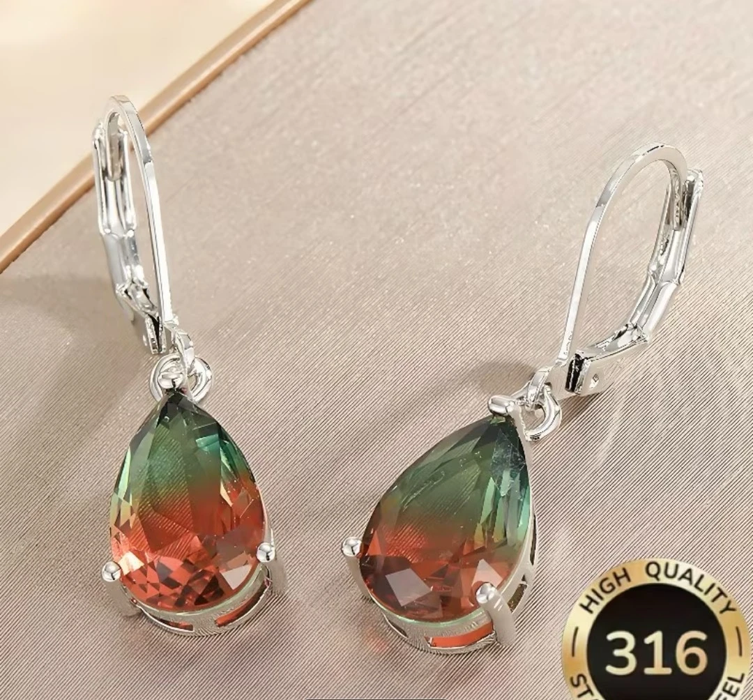 Teardrop Gemstone Leverback Earrings - photo 2