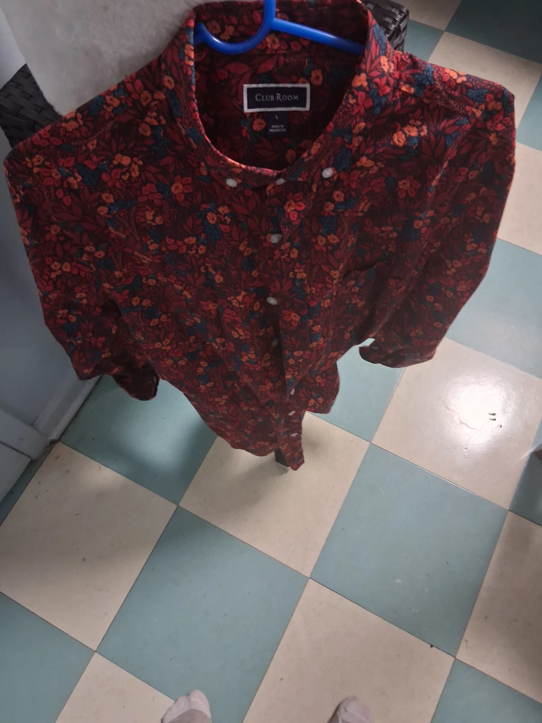 Club Room Floral Print Long Sleeve Button-Up Shirt