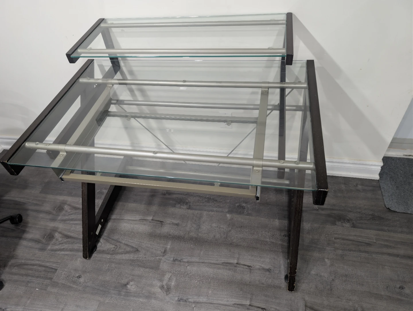 Glass Top Computer Desk with Pull-Out Keyboard Tray – Z-Frame - photo 2
