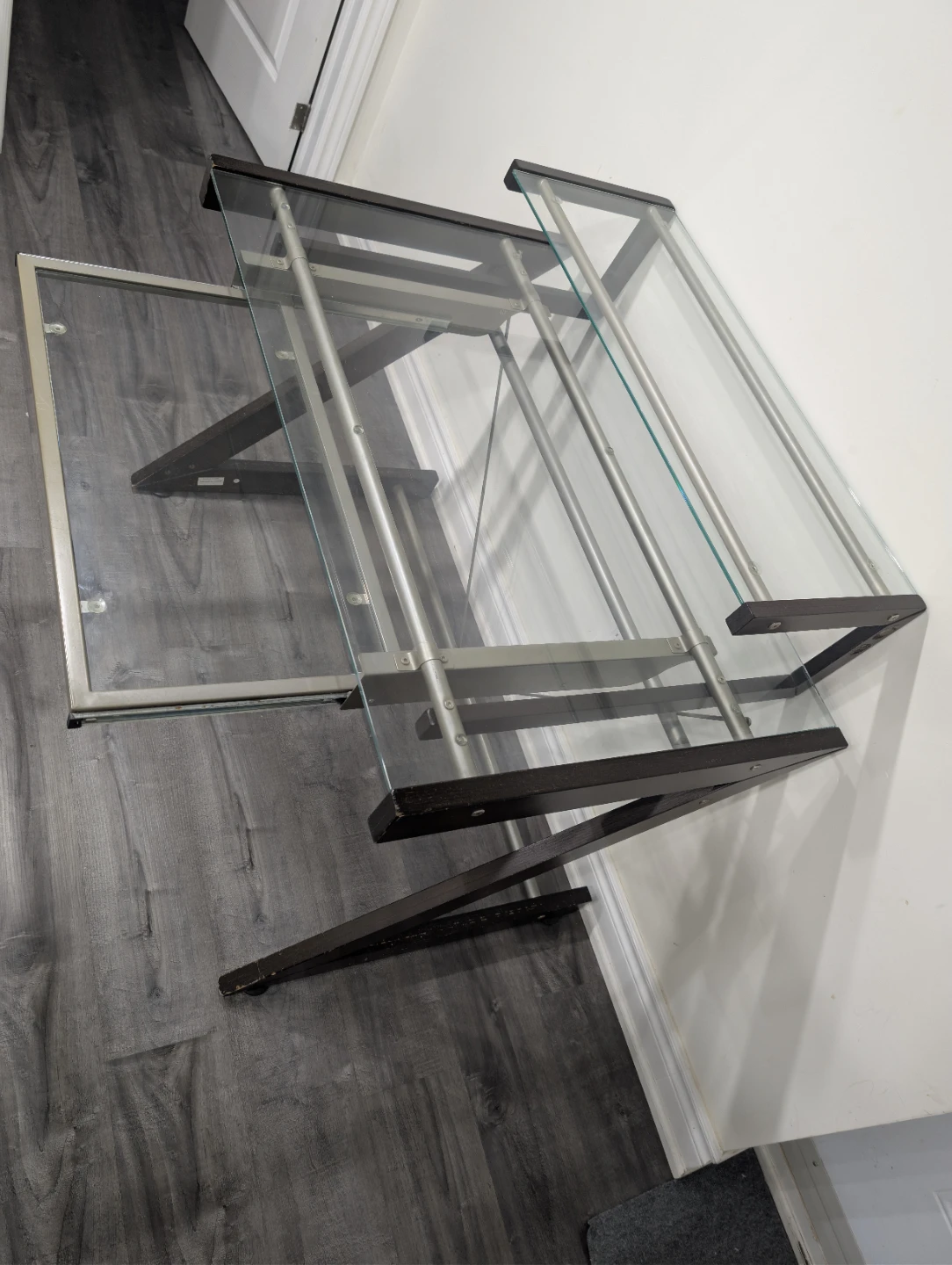 Glass Top Computer Desk with Pull-Out Keyboard Tray – Z-Frame - photo 3