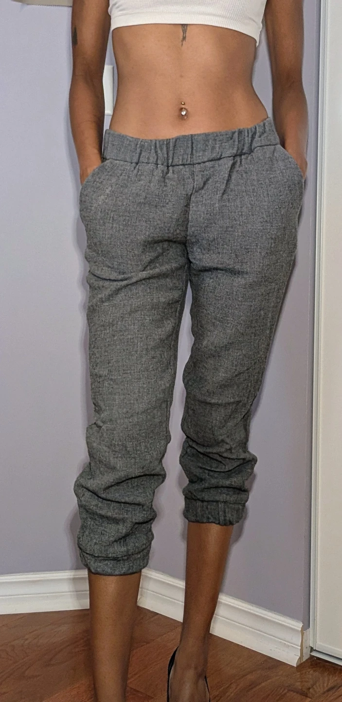Wilfred Grey Wool Blend Ruched Jogger Pants