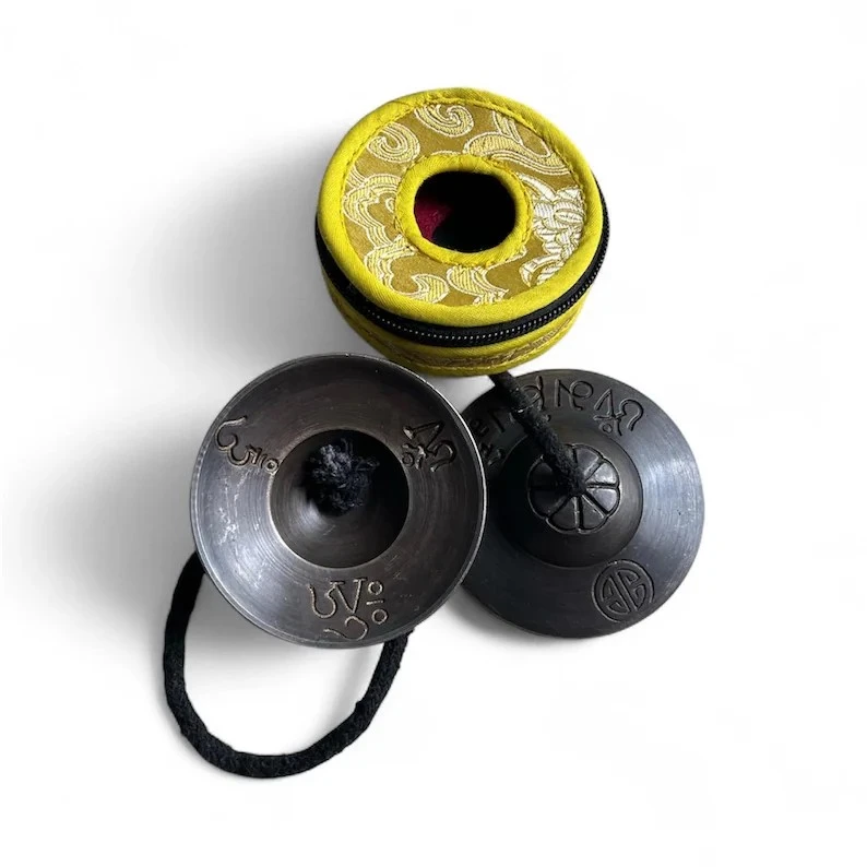 Tibetan Singing Bowl Set with Mallets and Gong - photo 5