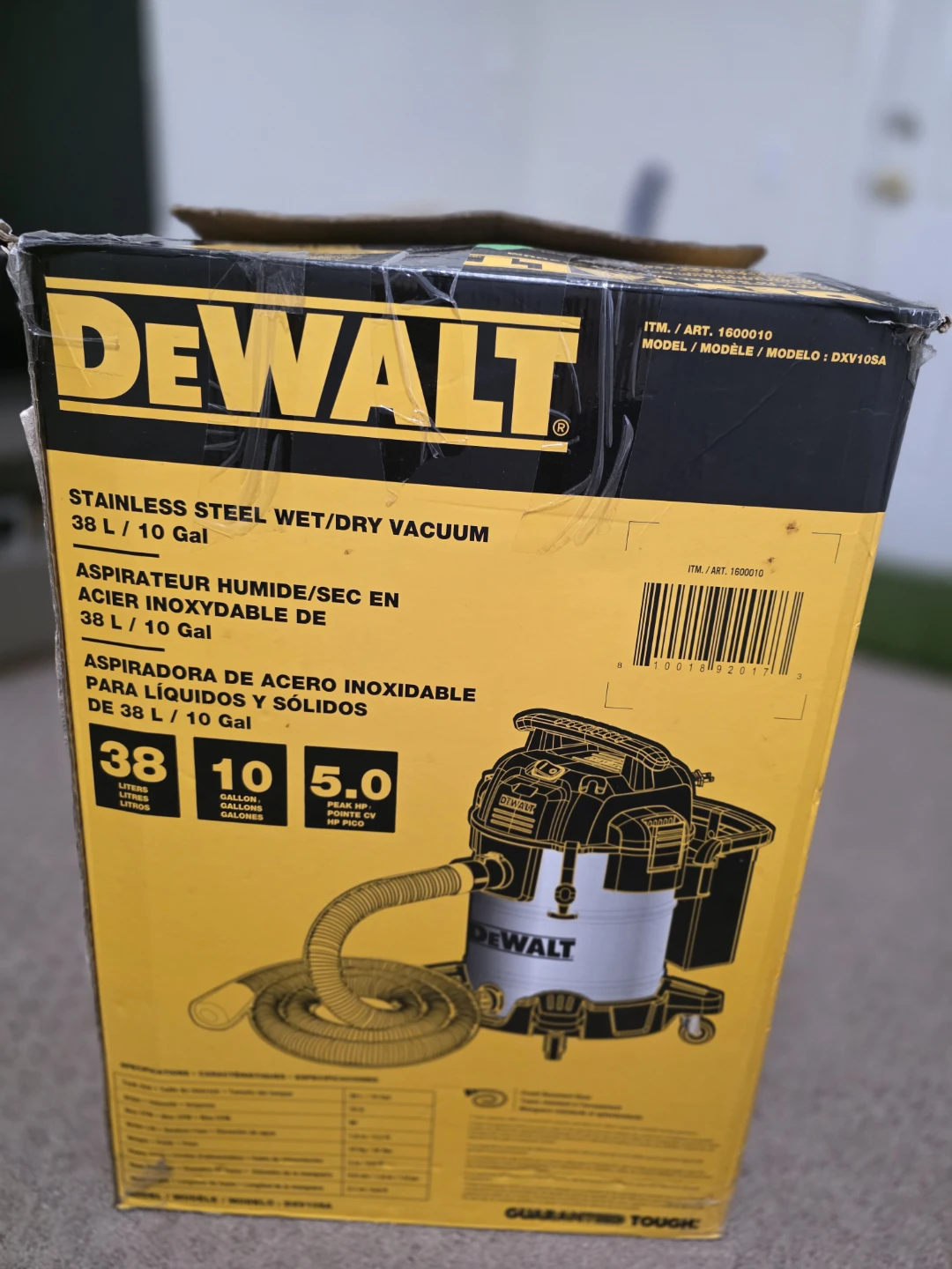 DEWALT Stainless Steel Wet/Dry Vacuum 38 L / 10 Gal