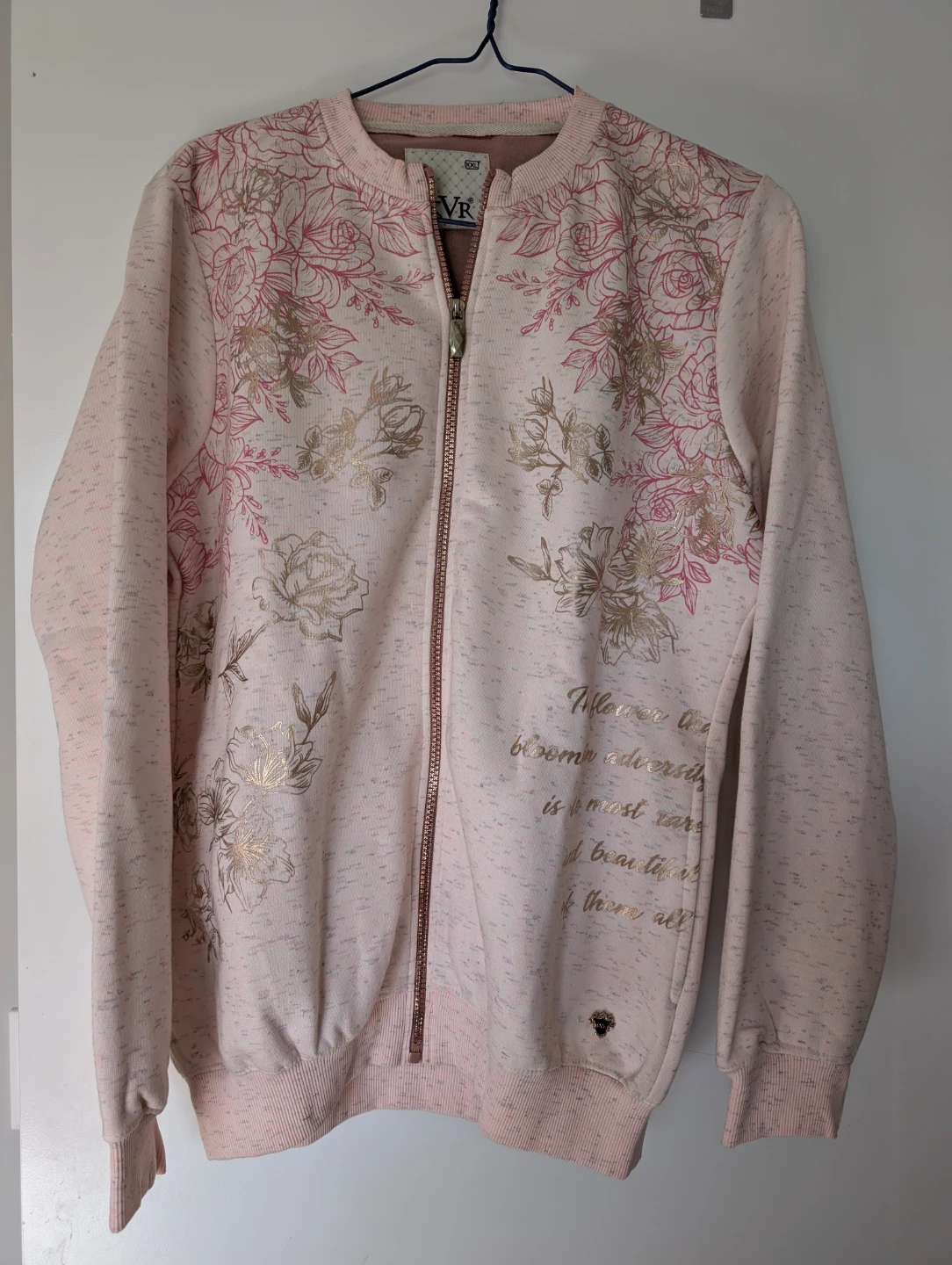 VR XXL Pink Floral Zip-Up Jacket