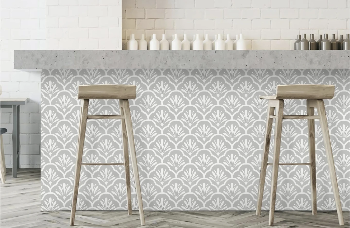 Fan Geometric Peel & Stick Wallpaper 17.3"×197" Grey - photo 4