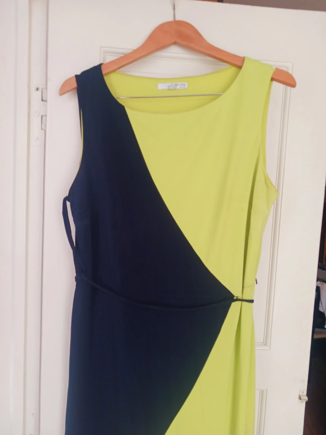 Beautiful Geometric Lime Green & Blue Dress. 16. - photo 3