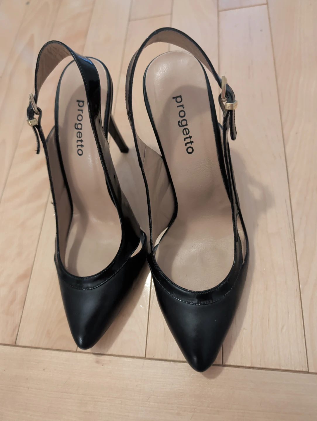 Progetto Black Slingback Heels