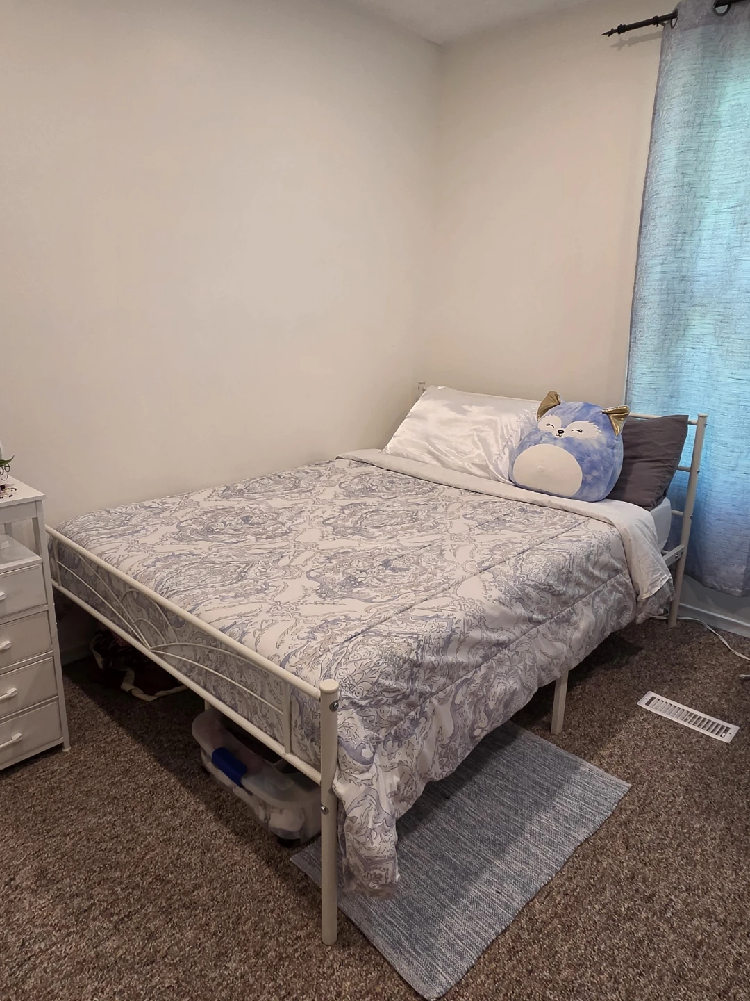 White Metal Bed Frame with Mattress