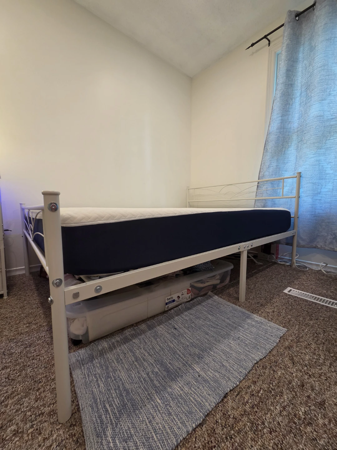 White Metal Bed Frame with Mattress - photo 5