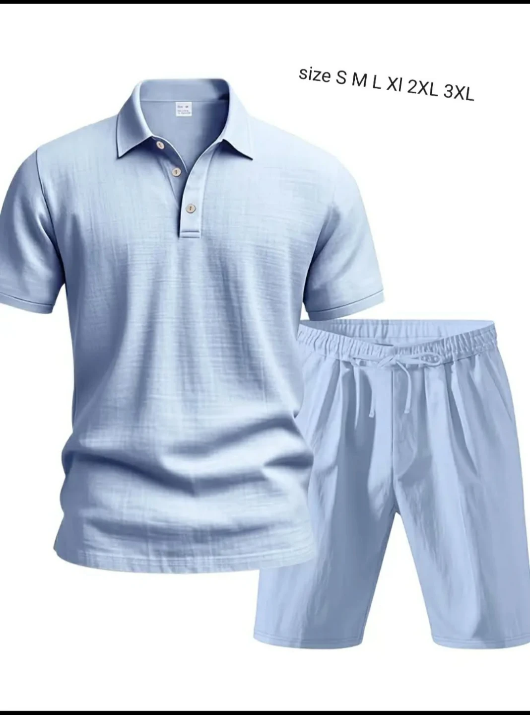 Men's Linen Polo Shirt and Shorts Set - photo 4