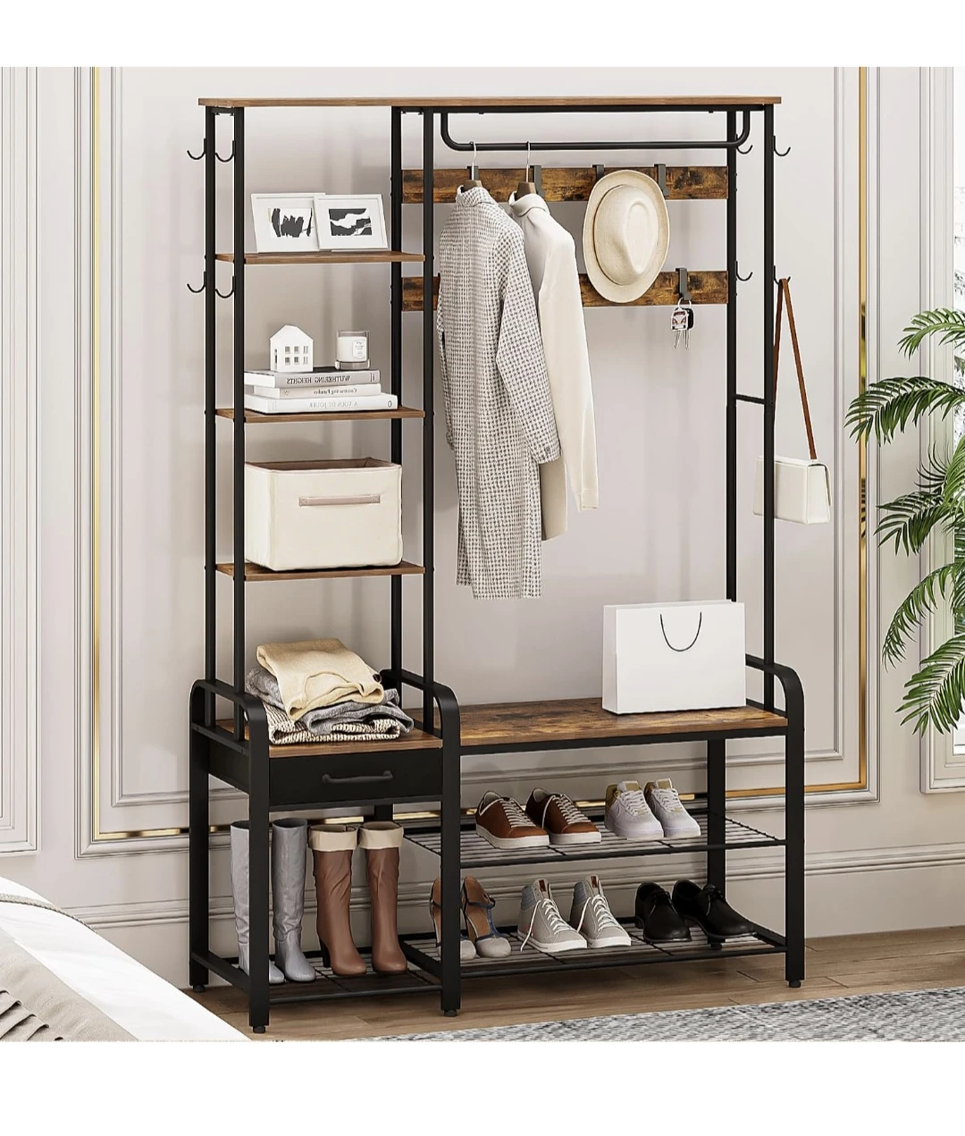 Entryway Hall Tree with Storage Bench