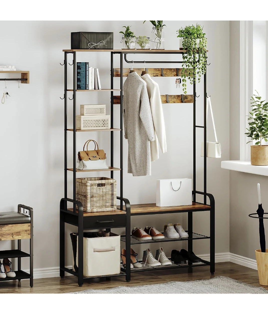Entryway Hall Tree with Storage Bench - photo 2