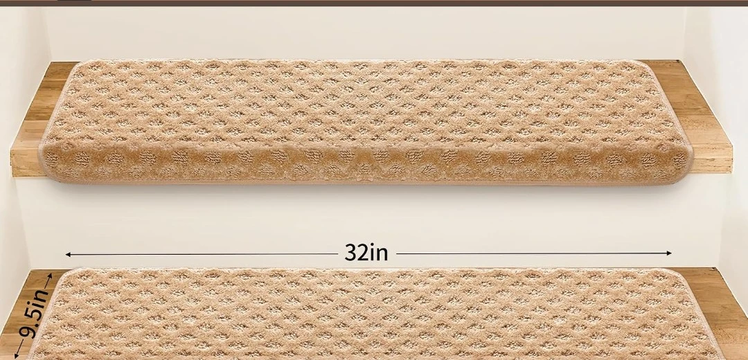 Carpet Stair Treads Set (32" x 9.5") - Beige - photo 2