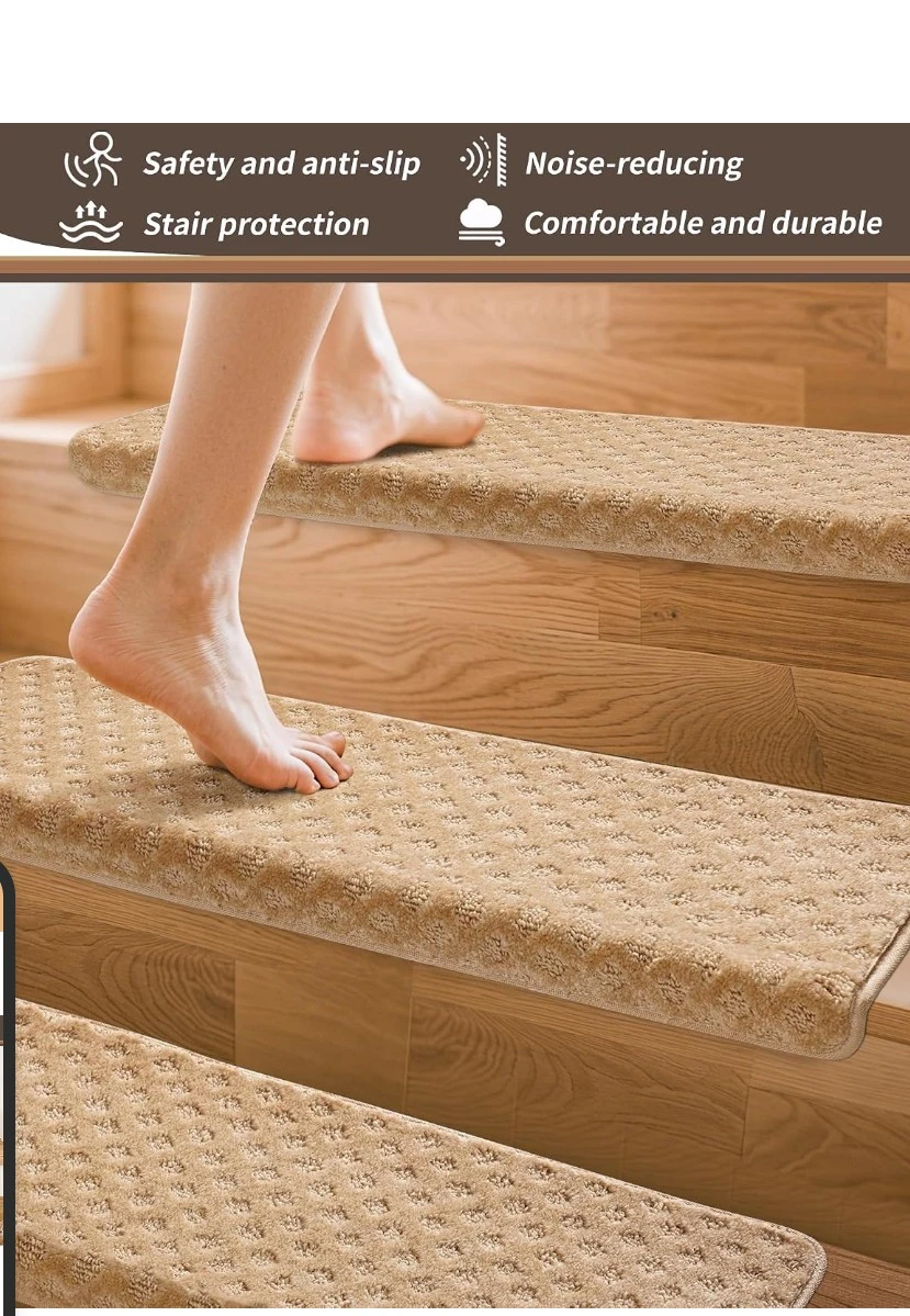 Carpet Stair Treads Set (32" x 9.5") - Beige - photo 3
