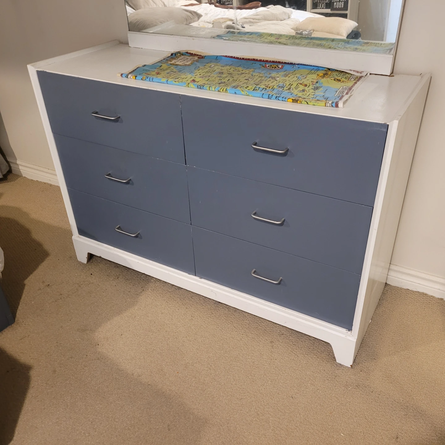 White and Blue Dresser with 6 Drawers - photo 3